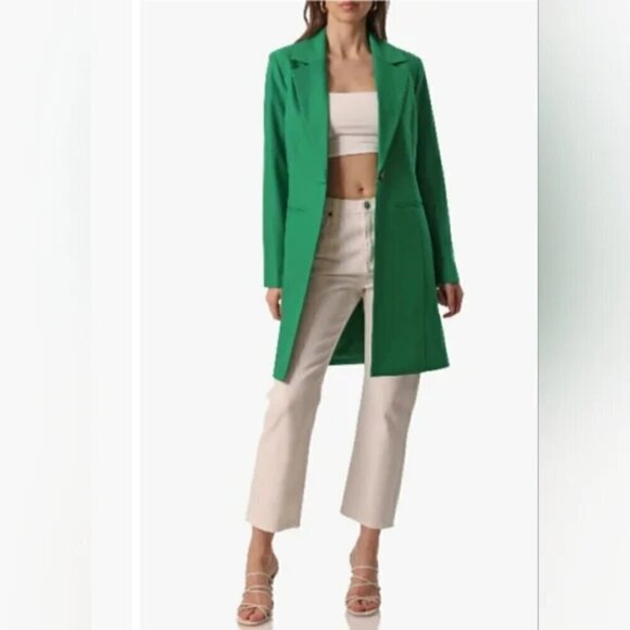 Avec Les Filles Longline Blazer In Parrot Green Size Large